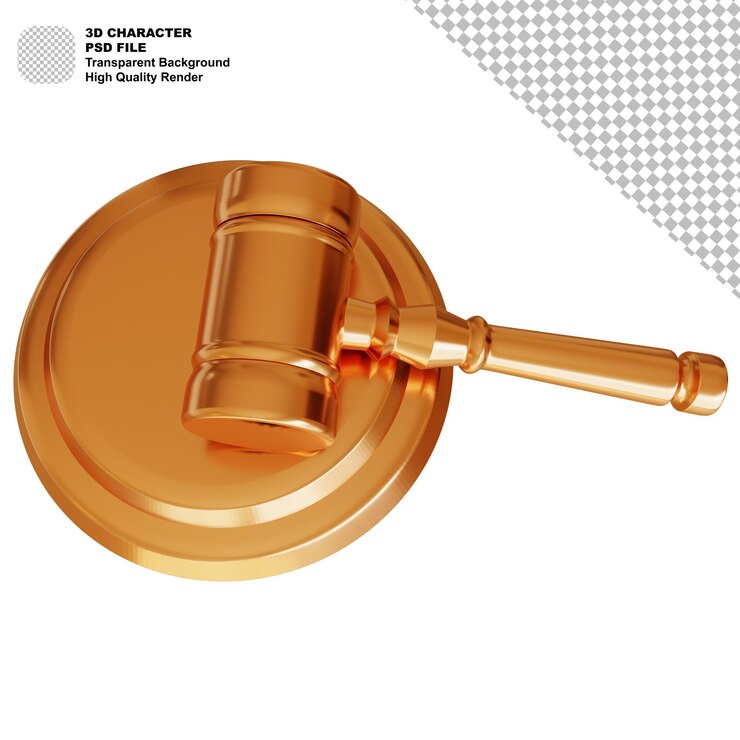 renderizar en 3d Escalas de justicia de oro y mazo de oro sobre fondo blanco. concepto de justicia