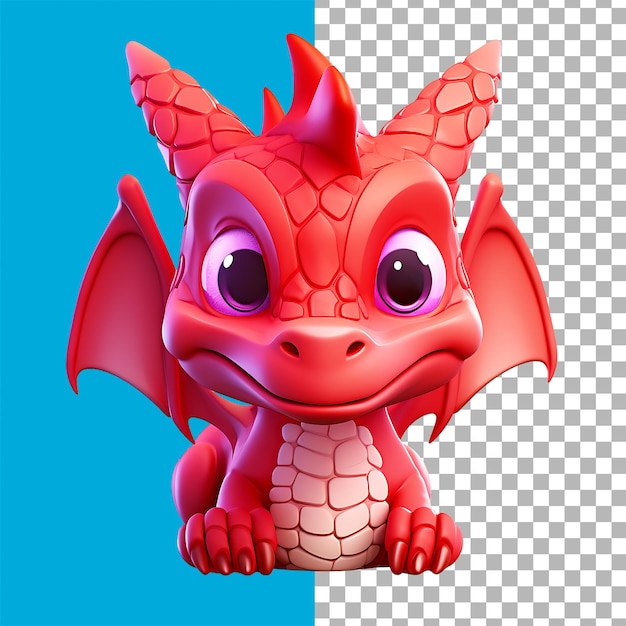 PSD renderizar en 3d el estilo lindo del dragón rojo