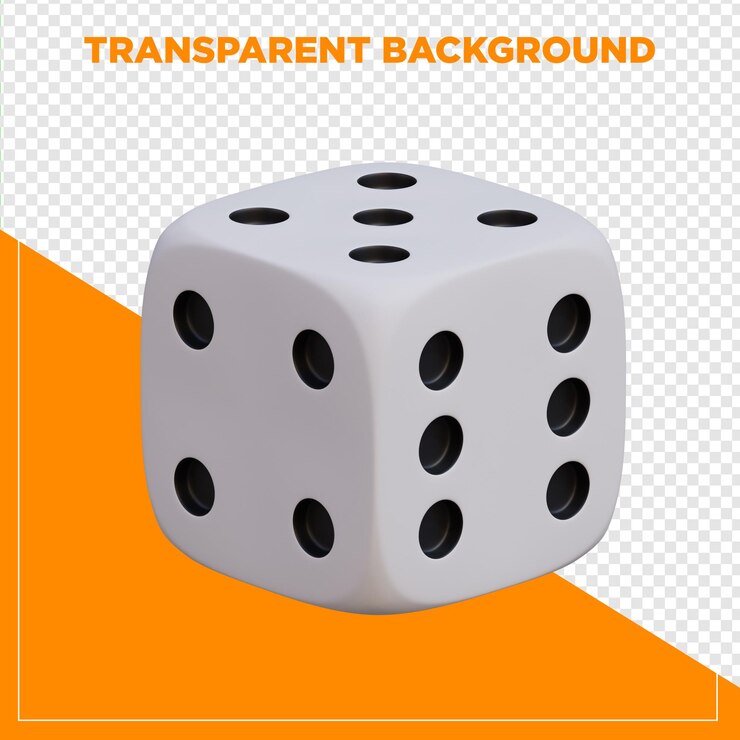 PSD renderizar dados brancos em 3d com fundo transparente