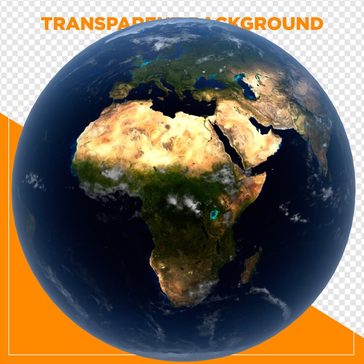 PSD renderizar el planeta tierra áfrica en 3d con un fondo transparente