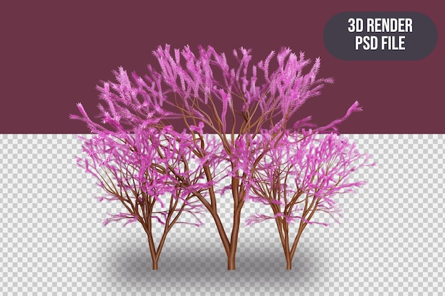 PSD renderize a árvore rosa 3d sakura japão