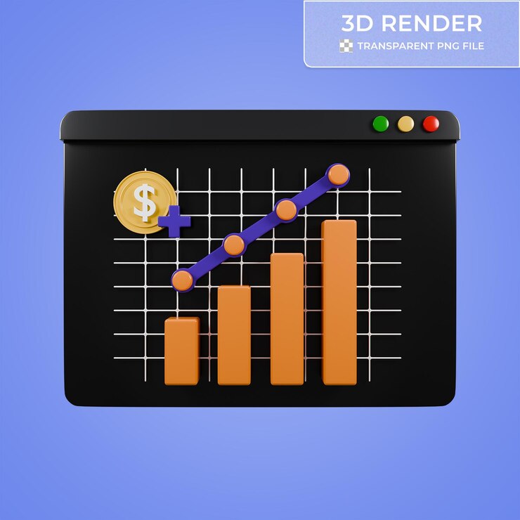 PSD renderizzazione 3d dell'analisi dei dati finanziari su un'illustrazione del sito web
