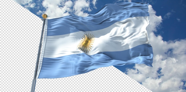 Renders 3d realistas bandera argentina transparente