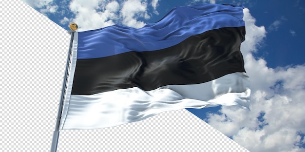Renders 3d realistas Bandera de Estonia transparente