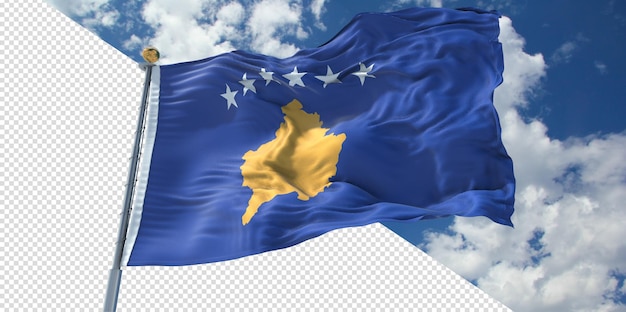 PSD renders 3d realistas bandera de kosovo transparente