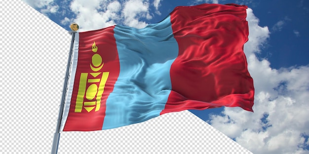 PSD renders 3d realistas bandera de mongolia transparente