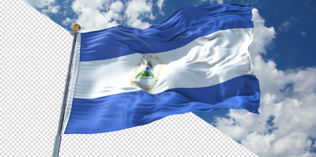 Renders 3d realistas bandera de nicaragua transparente