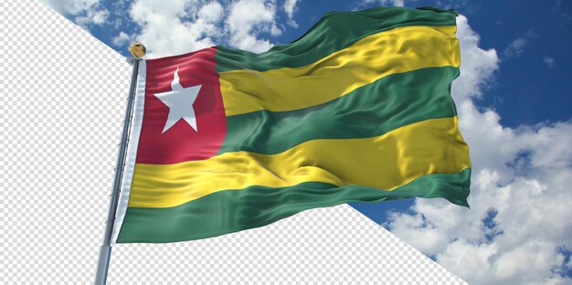 Renders 3D realistas Bandera de Togo transparente