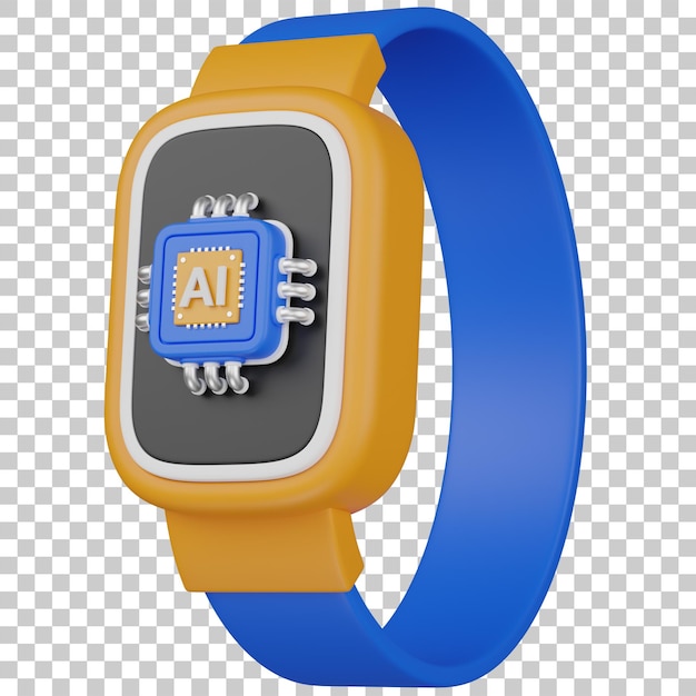 Renderte Smartwatch mit KI-Chip-Symbol 3D