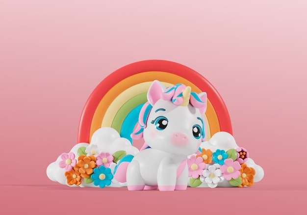 Rendez-vous 3D d'animaux kawaii à la nature morte