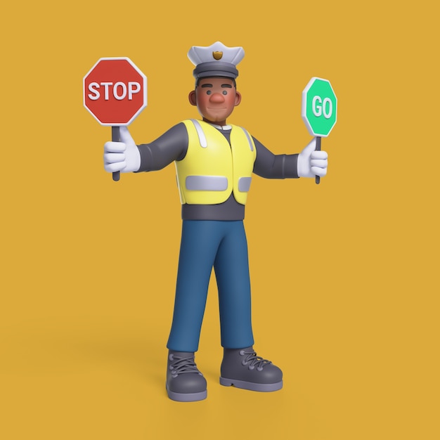 PSD rendez-vous en 3d du personnage de la police