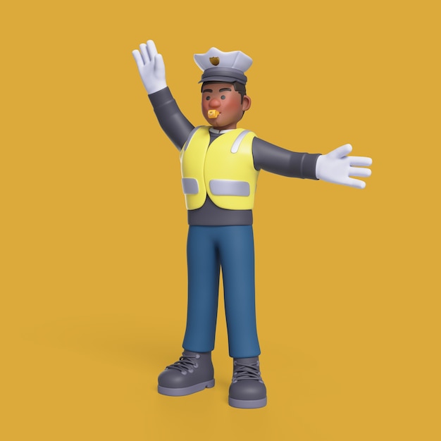 PSD rendez-vous en 3d du personnage de la police