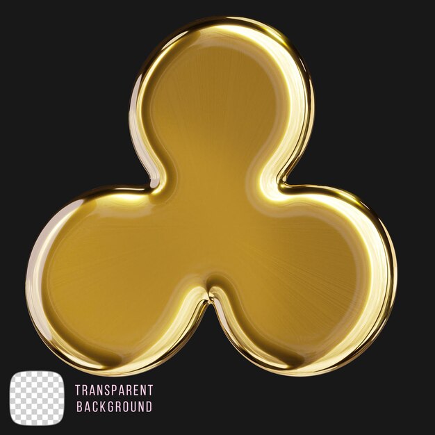 Rendez-vous 3D de l'emblème Golden Abstract y2k sur un fond transparent
