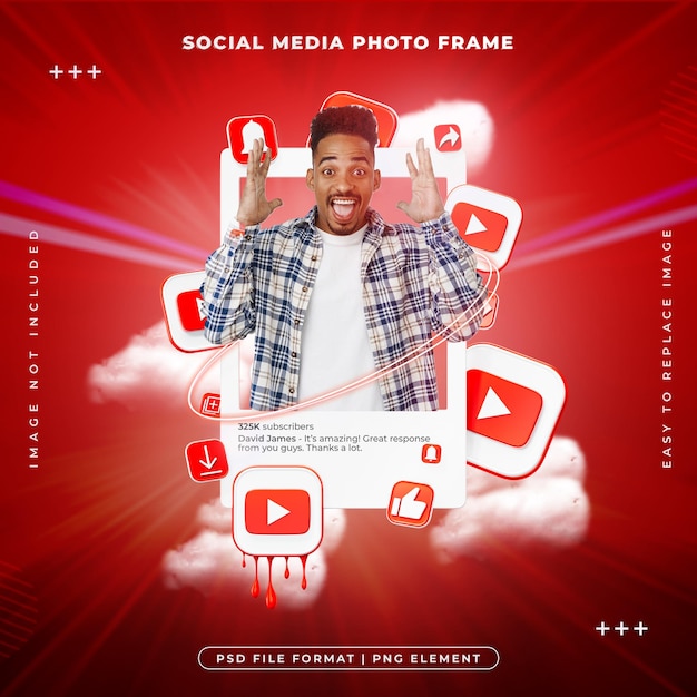 Rendez-vous 3D isolé du cadre de poste YouTube des médias sociaux