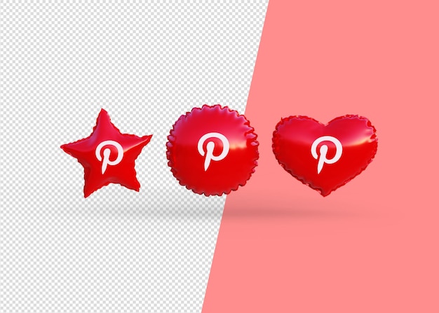 Rendi i palloncini dell'icona Pinterest isolati