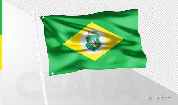 Rendição 3d do estado brasileiro da bandeira realista do ceará