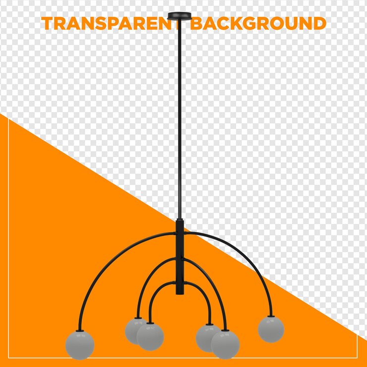 PSD rendido en 3d de candelabro colgante de techo con fondo transparente