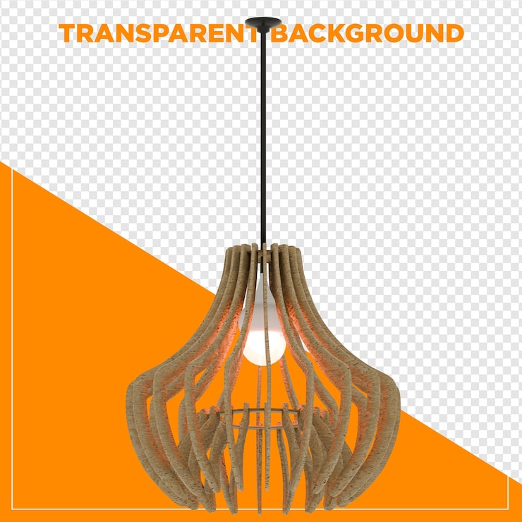 PSD rendido en 3d de candelabro colgante de techo con fondo transparente