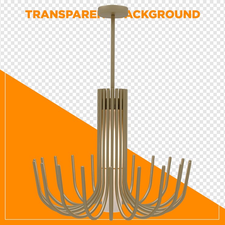 PSD rendido en 3d de candelabro colgante de techo con fondo transparente