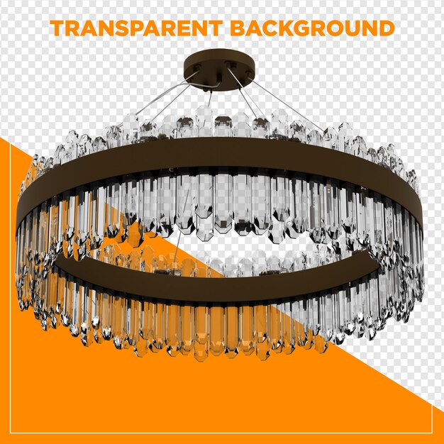 Rendido en 3D de candelabro colgante de techo con fondo transparente