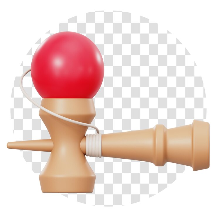 PSD rendimiento 3d japonés kendama juguete icono 3d aislar fondo transparente 3d