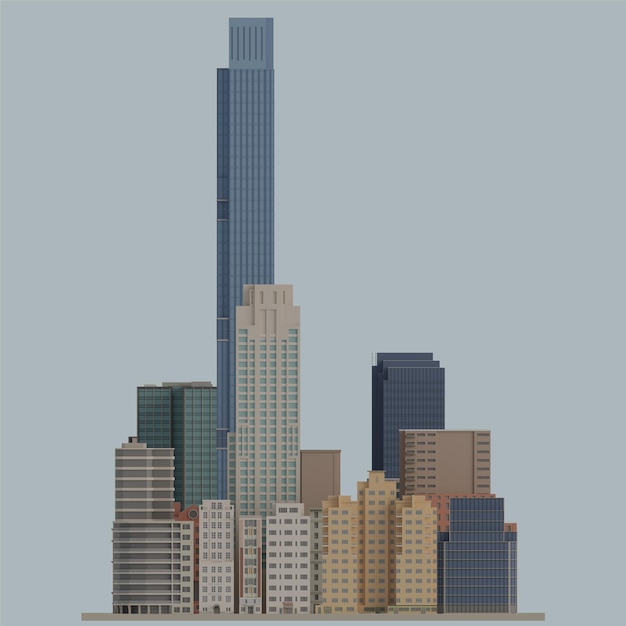 Rendre en 3D des bâtiments à faible polymétrie gratte-ciel à New York