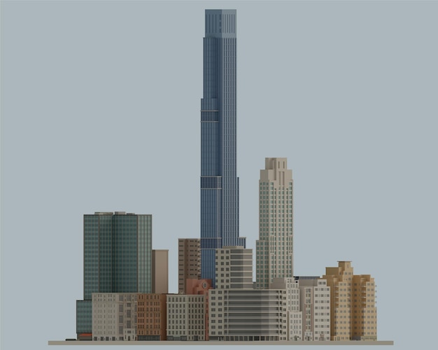 Rendre en 3D des bâtiments à faible polymétrie gratte-ciel à New York