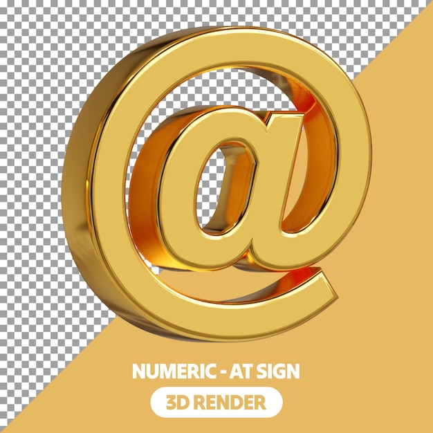 Rendre des signes numériques de style doré isolés 3d sur un fond transparent PSD