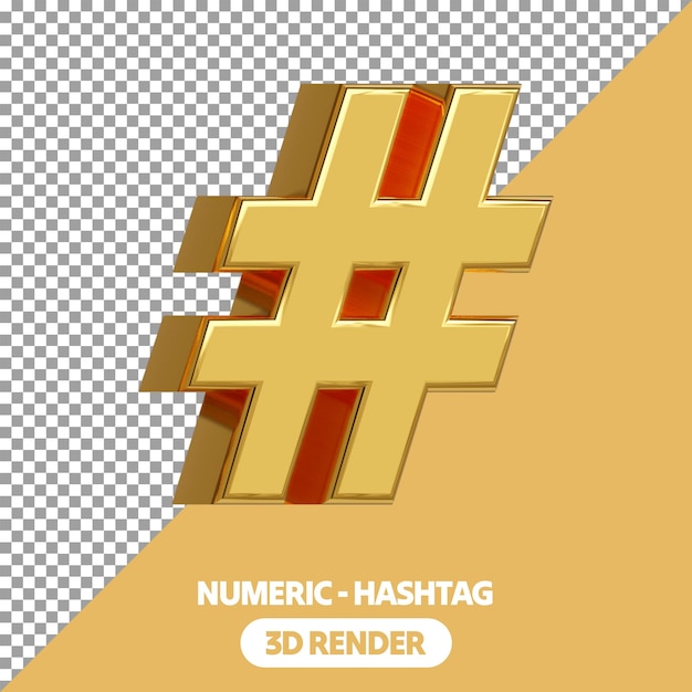 PSD rendre des signes numériques de style doré isolés 3d sur un fond transparent psd