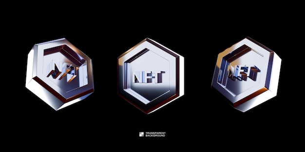 Rendreur 3D des logos hexagonaux de PSD NFT