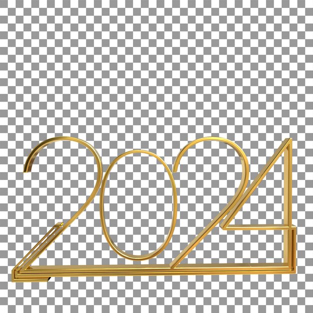 Rendu 3D 2024 Bonne année Élément de conception de typographie de texte 3D