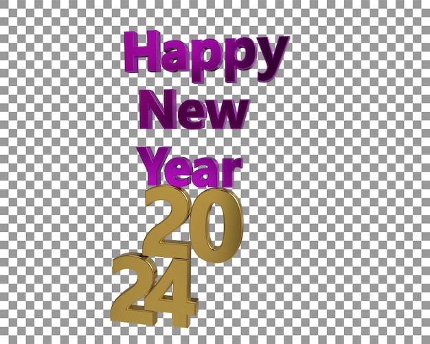 Rendu 3D 2024 Bonne année Élément de conception de typographie de texte 3D