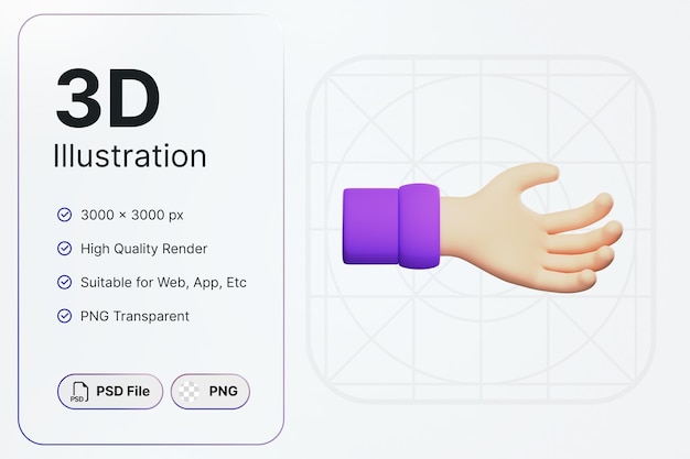 Rendu 3D Accrocher Main Geste Concept Icône Moderne Illustrations Conception