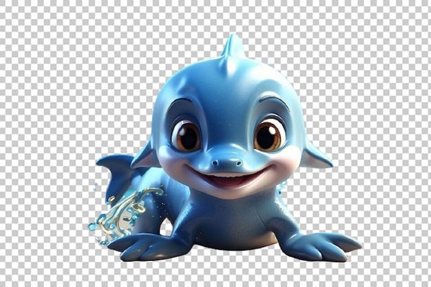 PSD rendu 3d d'un adorable poisson avec de grands yeux et un joli sourire