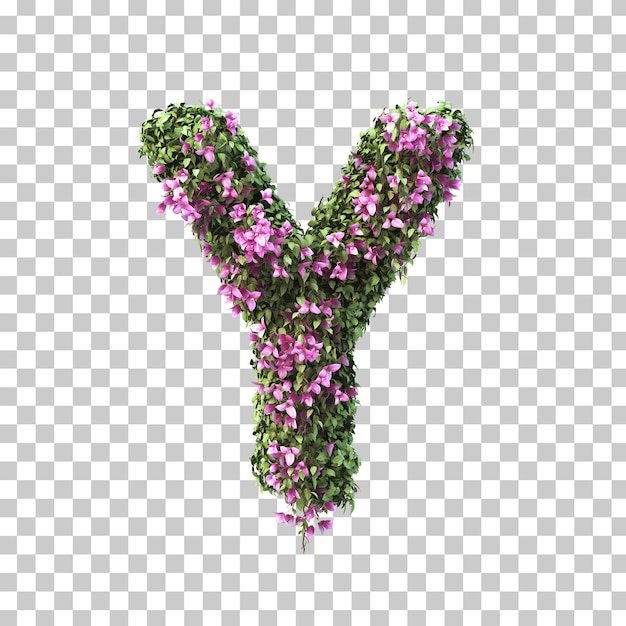 Rendu 3D de l'alphabet bougainvillier Y
