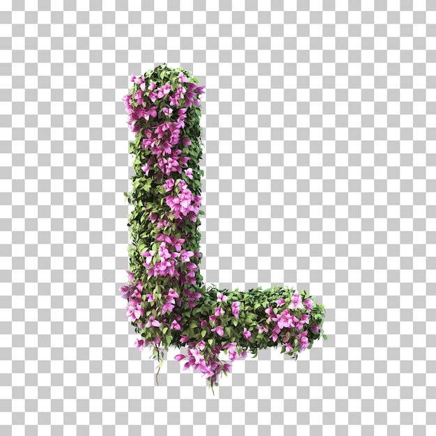Rendu 3D de l'alphabet Bougainvillier L