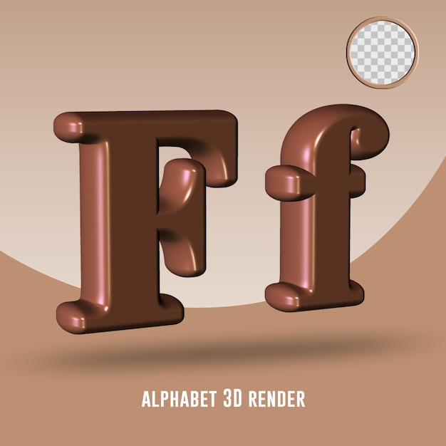 Rendu 3D alphabet couleur chocolat