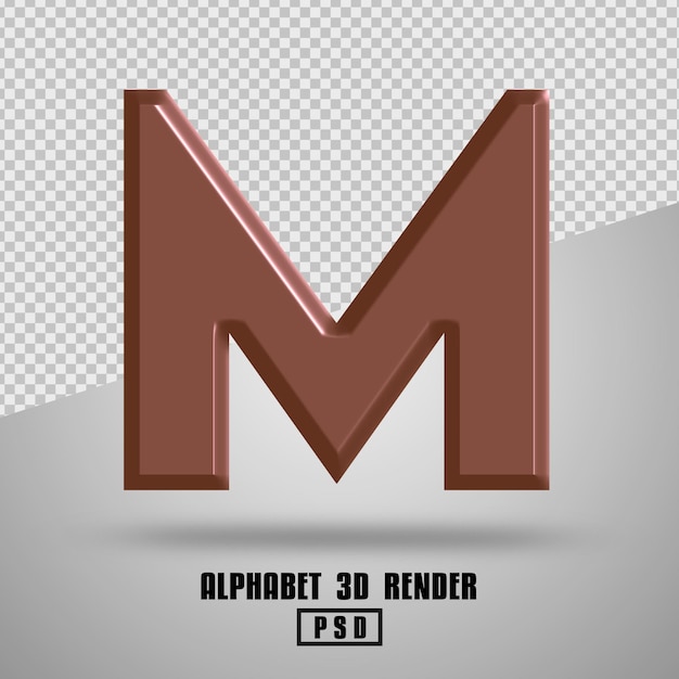 PSD rendu 3d alphabet couleur cuivre