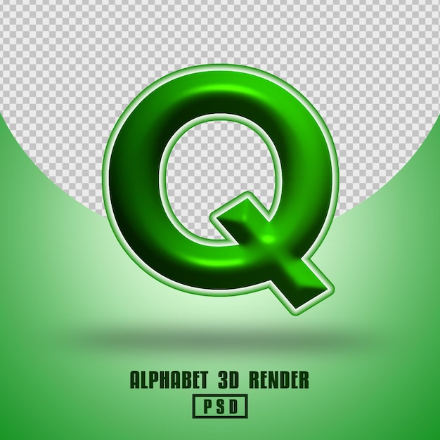 PSD rendu 3d alphabet couleur verte