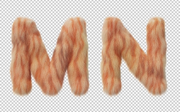 Rendu 3D de l'alphabet effet poil de chat
