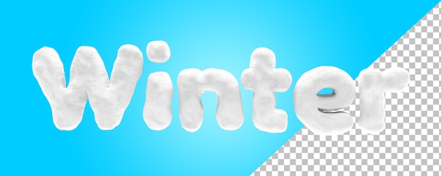 PSD rendu 3d de l'alphabet hiver neige