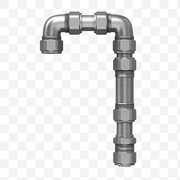 Rendu 3D de l'alphabet industriel numéro 7 fait de conduite d'eau en fer isolée