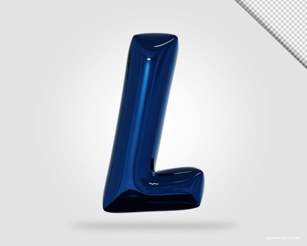 Rendu 3d alphabet lettre L style ballon