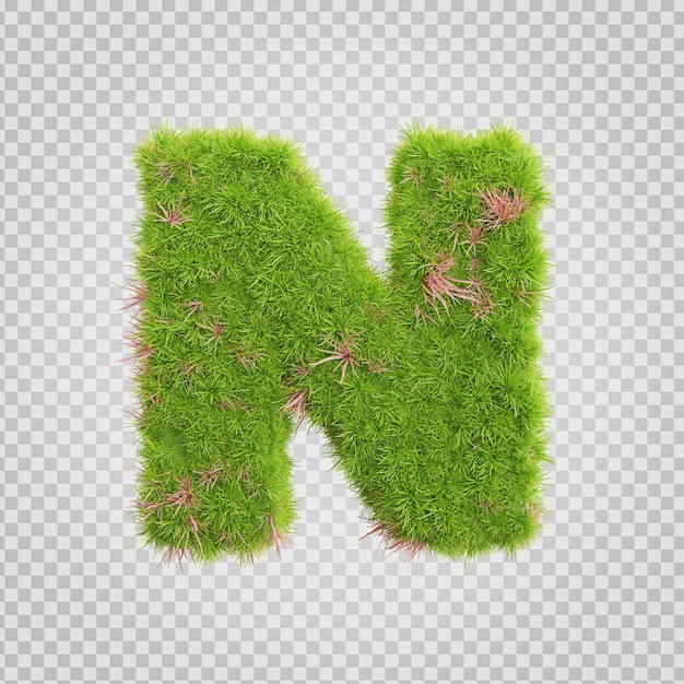 Rendu 3d De L'alphabet Des Lettres D'herbe Le Mot N