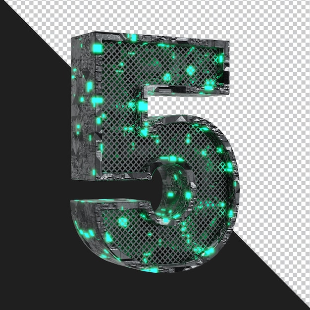 Rendu 3d de l'alphabet numéro 5 isolé