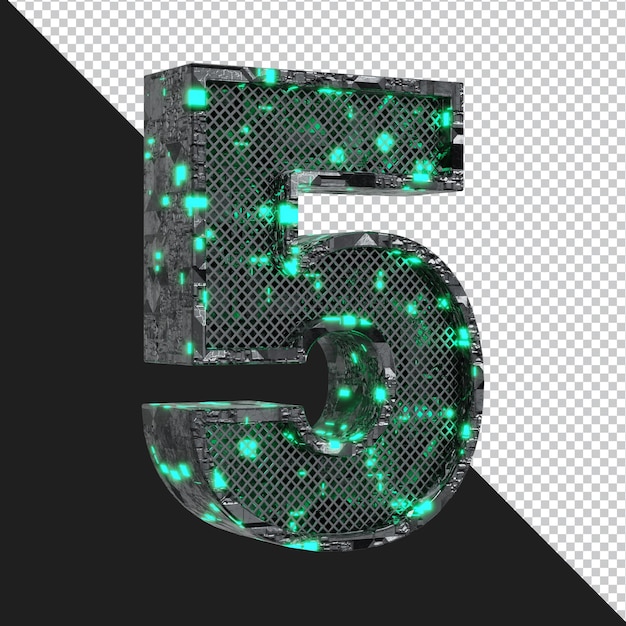 PSD rendu 3d de l'alphabet numéro 5 isolé