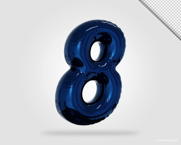 Rendu 3d Alphabet Numéro 8 Style Ballon