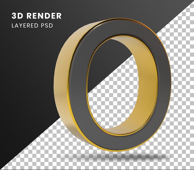 Rendu 3d Alphabet Or O Isolé