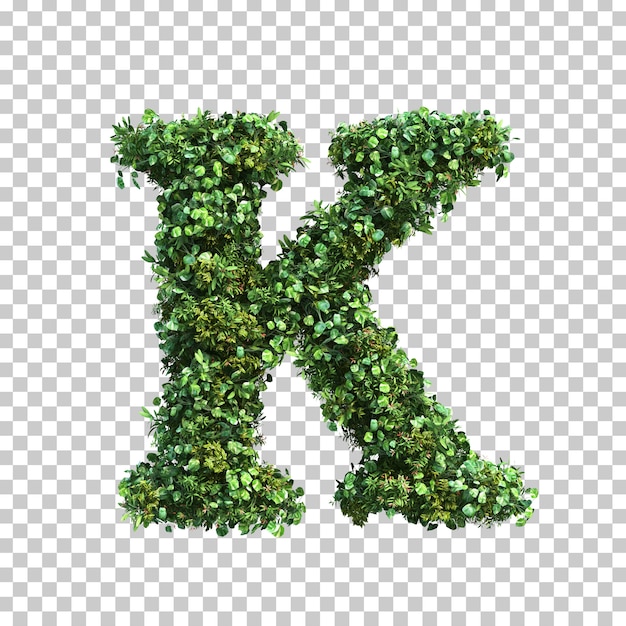 Rendu 3D de l'alphabet des plantes vertes K