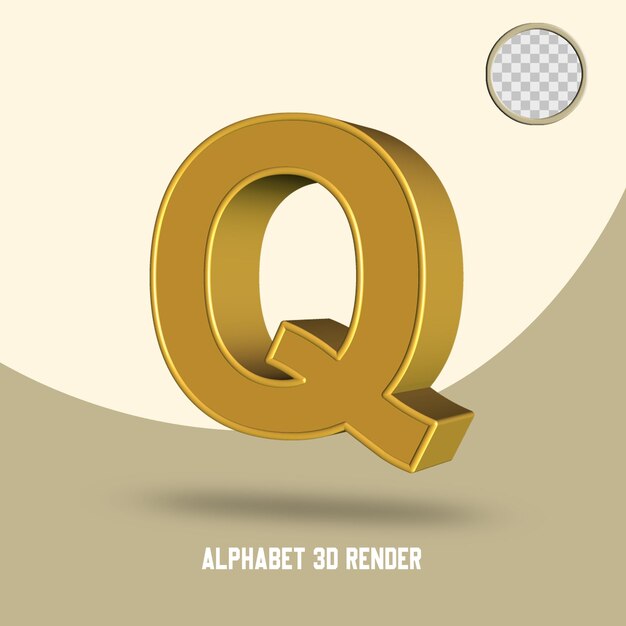 PSD rendu 3d alphabet q style or